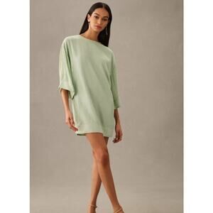 NWT Let Me Be Anthropologie Light Green Sequin Mini Dress Womens Petite XXS